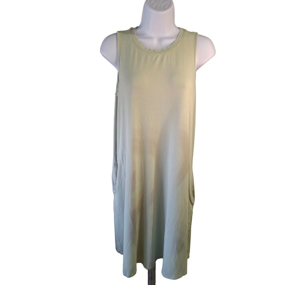 Time And Tru Y2K Tank Dress M Lt Green Knee Length Sleeveless Pockets Lagenlook